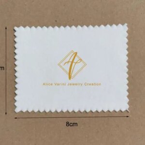 1000pcs Customized Logo 8*6cm Silver Polishing Cloth Printed With Shine Gold Logo White OPP Bag Individually Wrapped
