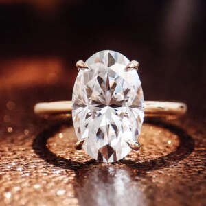 Provence 18K/14K/10K Yellow Gold 7.2ct D Color VVS1GRA Certified Oval Shape Moissanite Ring For Women Four Claw Anniversary Band