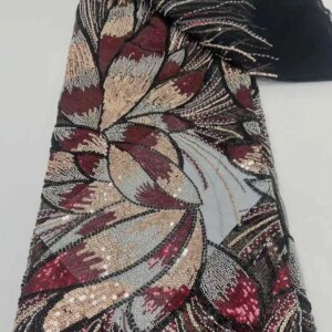 5 Yards Luxury High-end Beaded Fabric Heavy Sequins Embroidery Fabric Fashion French Tulle Mesh Lace Fabric for Wedding