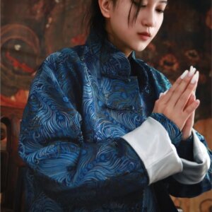 New brocade dark jacquard Chinese handmade coat