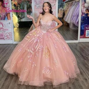 Quinceanera Dress Ball Gown Long Train Sweetheart Tulle Appliques Prom Sweet 15 Party Dress Vestidos De 15 Quinceañera