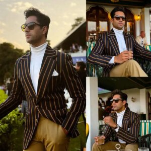 Pinstriped Modern Men Wedding Suits Notched Lapel Tuxedos Groom Wear 2 Pcs Jacket Pants Prom Evening Party Custom Made