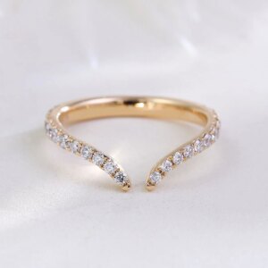 Provence Minimalist Open ring Solid Gold DEF/VS Lab Diamonds Set Luxury Engagement band stack Wedding ring Personalized Custom