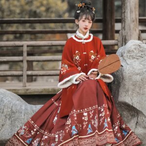 Ming-Made Women’s Han Chinese Clothing National Style New Year Cardigan Coat Elements Improved Ancient Costume Horse-Face Skirt