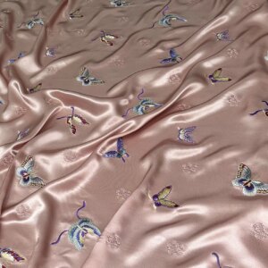 Rayon Satin Heavy Embroidery Fabric Texture Chinese Top Vest Cheongsam