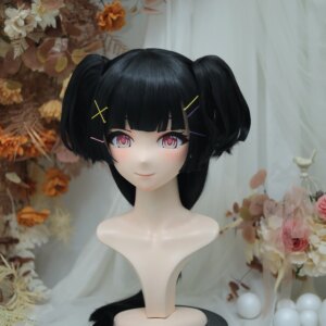 Customize Character Female/Girl Resin Kig Full Head With Lock Anime Cosplay Japanese Anime Kigurumi Mask