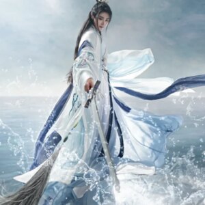 Cosplay Costume Blue&White Hanfu Gown 4pcs Set Women Large Size Hanfu Men Ancient Chinese Hanfu Male Halloween Scholar Knight