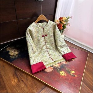 Chinese style disc clip cotton coat woman new song brocade jacquard plus