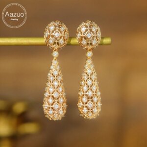Aazuo Real Jewelry 18K Rose Gold Natrual Real Diamond 1.6ct Luxury Drop Ball Earring For Woman Upscale Trendy Wedding Engagement