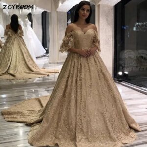 Exquisite Champagne Off Shoulder Party Prom Gowns 2025 Sweetheart Lace Appliques Backless Formal Evening Dresses Robes De Soirée