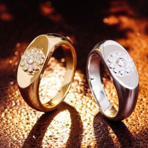 Provence 14K/18K solid gold wedding band melee lab diamond engagement rings for men women classic flower ring anniversary gifts