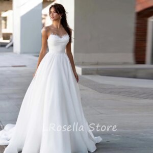 LRosella Wedding Dress Beads Sweetheart Neckline Ruched A-Line Tulle Elegant Exquisite style Luxury فساتي2024 with Sweep Train