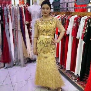 Handmade Beading Evening Dress For Women Custom Mother Of The Bride Gown With Tassels For Wedding Celebrity Special Occasions