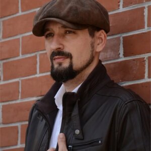 Pure sheepskin hat Men’s Vintage octagon newsboy Painter’s