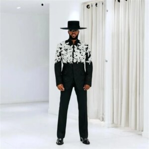 Luxury Crystals Men Suits 2 Piece Black Blazer+Pants Prom Wedding Tuxedos Male Coat Custom Made Formal Office Jacket Trousers