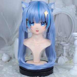 Customize Character Female/Girl Resin Kig Full Head With Lock Anime Cosplay Japanese Anime Kigurumi Mask