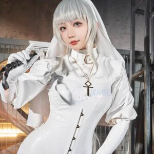 2025 Sister PU Leather Black and White Tight Fitting Cosplay Costume Halloween Party Carnival Events 2025