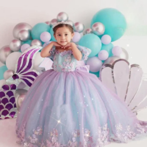 Customized Mini Quinceanera Dresses Mexican Prom Flower Girl Dresses Tulle Flower Appliques Back Bow Wedding Celebration Dresses