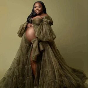 Maternity Gown Dresses Photo Shoot Fluffy baby shower платье для беременных فساتين حوامل vestidos para embarazadas