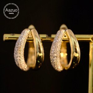 Aazuo Real Jewelry 18K Yellow gold Real Diamonds 0.62ct Stud Earrings Gifted For Women Advanced Wedding Party Au750
