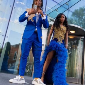 Luxury Appliques Beaded Mermaid Prom Dress For Black Girls Robes De Soiree Customized Ruffles Slit Long Wedding Party Gown