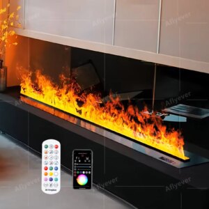 Water mist steam fireplace atomized fireplace hanging fireplace with LED3D flame intelligent control timer burner head ornaments