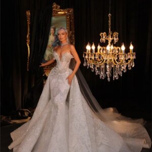 Alluring Long Sleeve Wedding Dress 2025 Classic Round Neck Bridal Gown, Formal Beaded, Majestic Floor-length Gown For Customized
