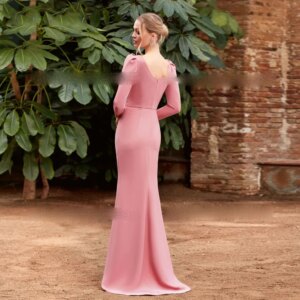 Elegant O Neck Mother of the Bride Dresses Long Sleeves Mermaid Wedding Party Gowns Applique Floor-Length 2024 فساتين السهرة