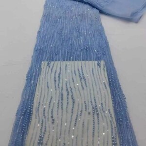 African Nigerian Tulle Lace Fabric Sequins Sewing Guipure Beads Stone Embroidery Dresses High Quality 2025 5Yards resses JL38LM