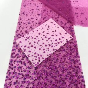 2025 Elastic Heavy Stones Nigerian Lace Fabrics African French Net Lace Luxury Crystal Stones Beads Fabrics For Wedding Dress