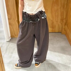 NIGO Men’s Women’s Fashion Casual Sweatpants High Waist Drawstring Solid Color Casual Loose Long Pants #NGTOP11958