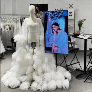White Long Tulle Bridal Robe With Handmade Flower Puffy Sleeves Wedding Maxi Gowns Women Dress Jacket Cape custom color