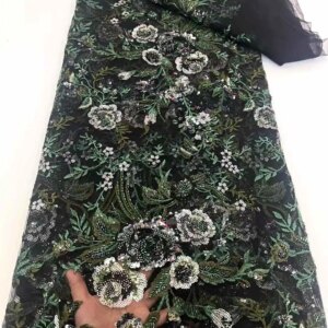 African Lace Fabric 2025 Sequins Beaded Embroidery Groom Nigerian Bridal High Quality French Tulle Lace Fabric For Wedding Party