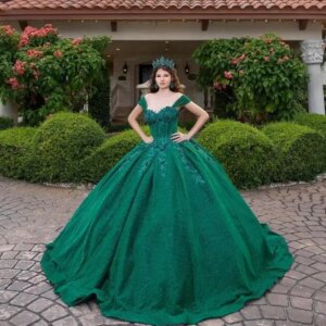 Customized Glitter Dark Green Quinceanera Dress Ball Gown Applique Beaded Corset Dresses Sweet 16 Vestido De 15 Anos