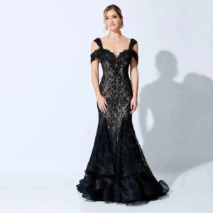 New Classic Mother Gowns for Wedding Women 2024 Lace Mother of the Groom Dress Black Mermaid Wedding Guest Gowns Off Shoulder