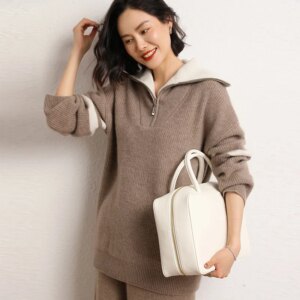 High Quality Pure Shirt Women’s Autumn and Winter Thickened Assorted Colors Stripe Long Sleeve Color Matching Casual Loose Top