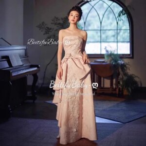 Customized Palace Style 2025 Women’s Evening Dress Strapless Bow Decoration Pearl Tassel Mermaid Skirts Formal Dresses for Women