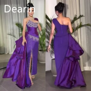Customized Evening Dress Prom Gown Women Party Occasion Dearin Asymmetrical Column Floor Length Skirts Vertically Ribbon Bespoke