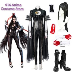 Game Bayonetta Cosplay Costume Wig Shoes Black PU Jumpsuit Adult Lady Like Woman Outfits Halloween Carnival Party Suit For Girls