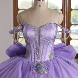 Customized Shiny Purple Quinceanera Dress Off Shoulder sequin applique flower crystal Beads Lace Bow vestidos de 15 Quinceanera