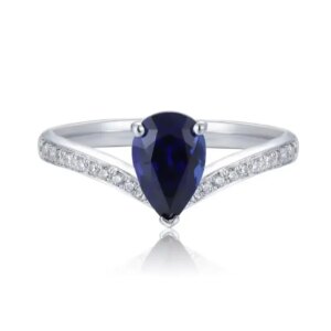 RUIF 2024 Hot Sale Pear Shape Lab Grown Sapphire Rings S925 Silver Jewelry Engagement Women