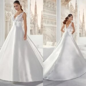 Simple elegant A-Line wedding dress sexy with long train plus size custom Vestidos De Novia beach bridal party dress 2024