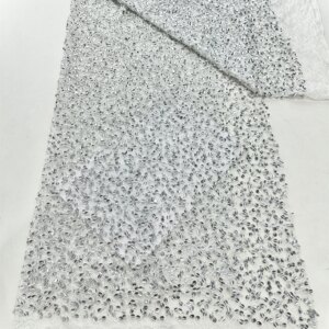 African Sequins Tulle Lace Fabric 2025 High Quality Lace French Gorgeous Beaded Lace Fabric Nigeria For Women Wedding