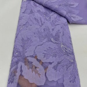 2025 Latest Embroidery Laces Fashion African Nigerian Tull Lace Luxury Handmade Beaded Sequins Fabric For Bridal Wedding 5 Yards