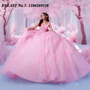 EVLAST Customized Shiny Pink Quinceanera Dress Ball Gown Floral Applique Beaded Bow Corset Sweet 16 Vestidos De 15 Anos E3Q516