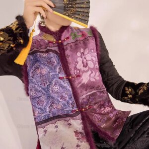 Purple Vintage Embroider New Chinese Style Top Embroider Tang Clothes Spring Festival Vest Autumn Winter Sleeveless Jacket