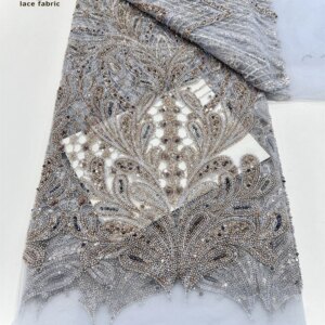 African Mesh Lace Fabric Nigerian Beaded Lace Fabric Sequins 2025 High Quality French Nigeria Lace Dress for Women Party Wedding