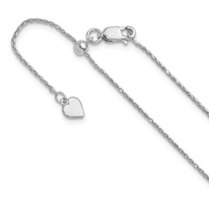 Sterling Silver RHplated Adjustable 1.1mm D C Spiga Chain
