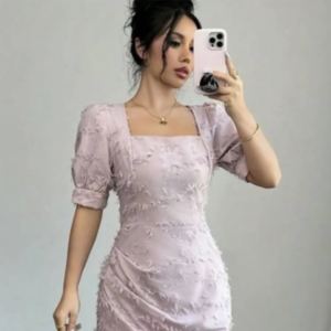 Customized Straight Prom Dresses Tea-Length Regular Half Square Collar Evening Dresses Fashion Simple Draped Praty Dresses