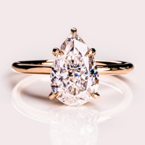 1-2CT Pear Cut DE VS1 14K Yellow Gold Lab Grown Diamond Engagement Ring CVD HPHT Lab diamond With IGI Certificate
